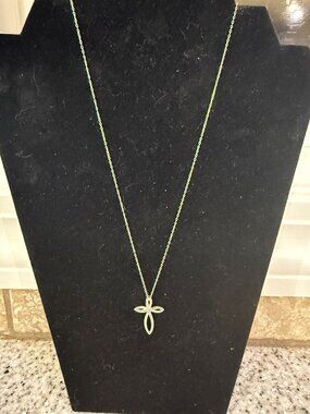 twisted cross sterling silver necklace with stones, long